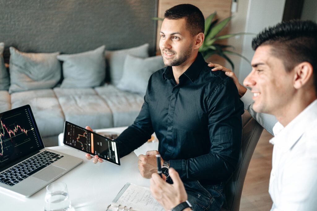 Financial adviser discussing long-term investment plan with client